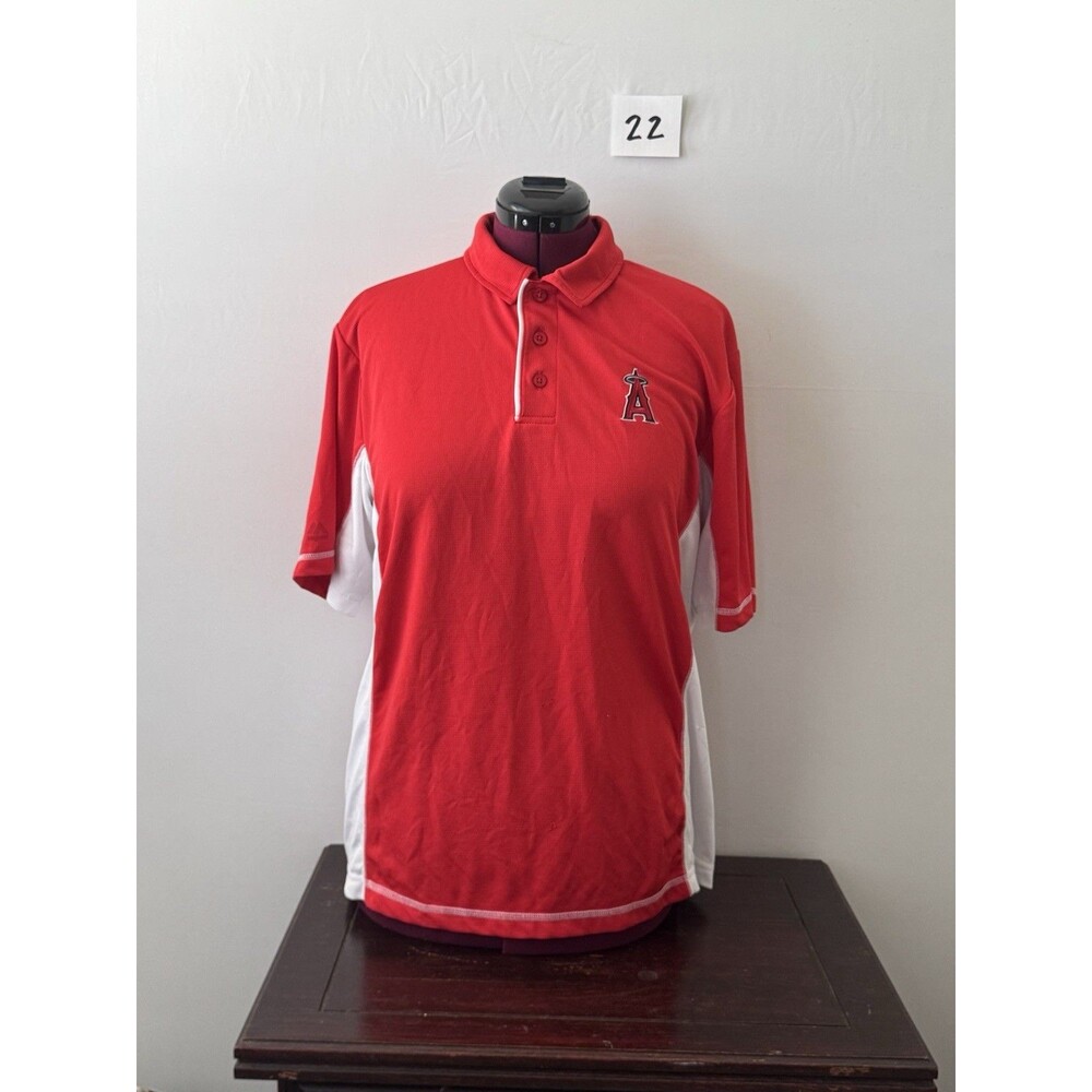 Los Angeles Angels Polo Shirt Mens L Red White MLB VF Imagewear